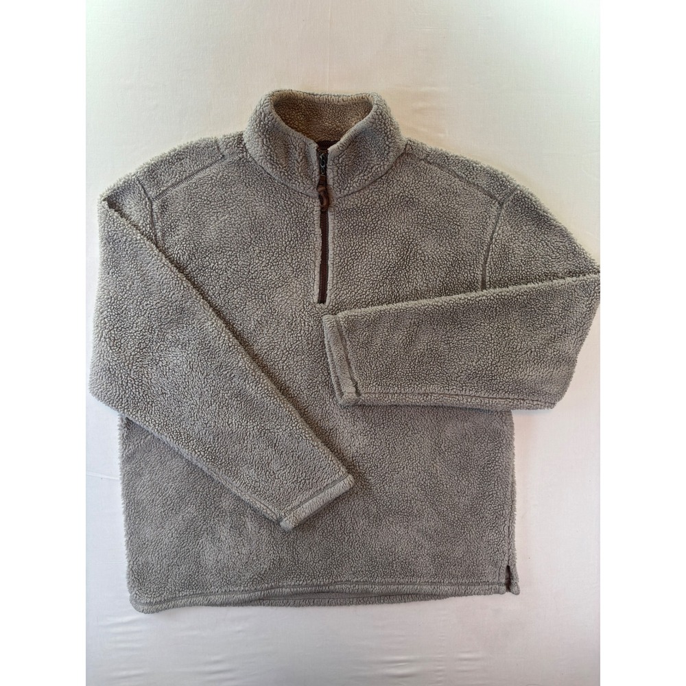 True Grit Mens Grey Sherpa Fleece Quarter Zip Pullover Sweater 51M231OSH XS gray